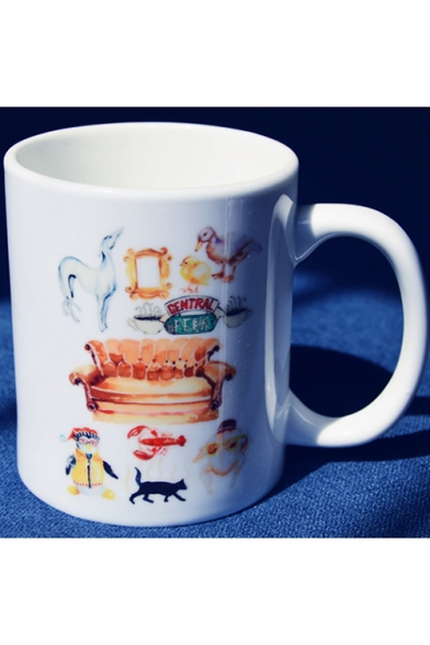 Cool Friends Cartoon Sofa Animal Printed White Porcelain Mug Cup