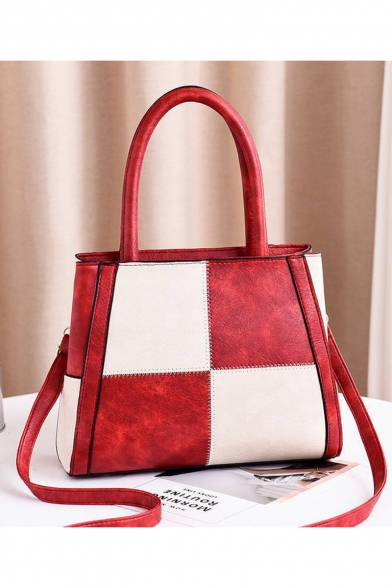 Fashion Color Block Plaid Pattern Shoulder Sling Bag 29*10*23 CM
