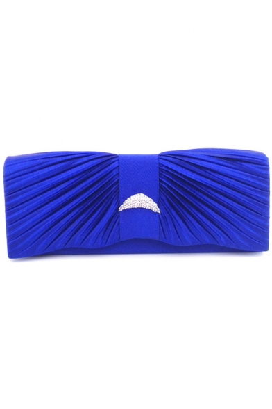Fashion Ruffled Rhinestone Embellishment Evening Clutch Handbag for Women 27*10*4 CM