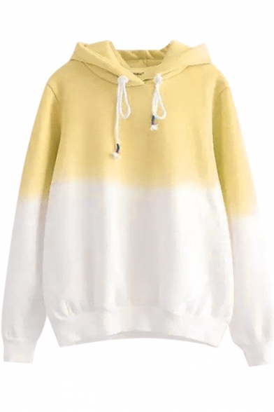 Girls Fancy Two-Tone Ombre Color Long Sleeve Sport Loose Pullover Hoodie