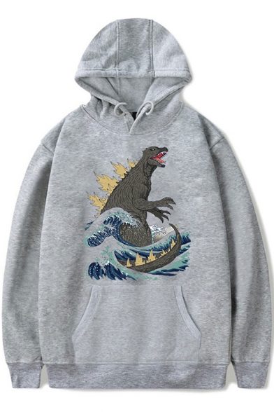Godzilla King of the Monsters Pattern Basic Long Sleeve Casual Sport Pullover Hoodie