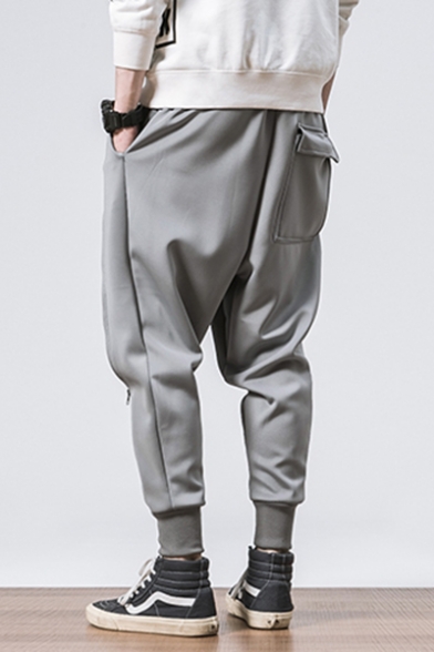 Guys New Fashion Zipper Embellished Colorblock Gathered Cuff Sport Harem Pants