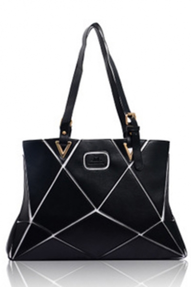 Hot Fashion geometric luminous Printed Black Shoulder Handbag 43*6*30 CM
