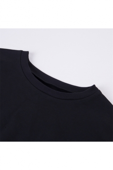 Hot Popular Round Neck Tassel Embellished Long Sleeve Plain Cropped Loose Sweatshirt