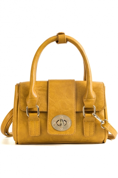 Hot Trendy Solid Color PU Leather Belt Buckle Shoulder Bag Satchel Handbag 20*9*16 CM