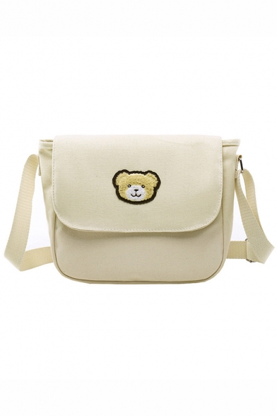Popular Bear Patchwork Canvas Shoulder Messenger Bag for Students 26*9*23 CM