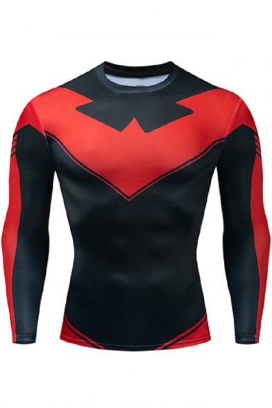 Popular Comic Cosplay Costume Round Neck Long Sleeve Quick Drying Sport Runing Tight Fitness T-Shirt