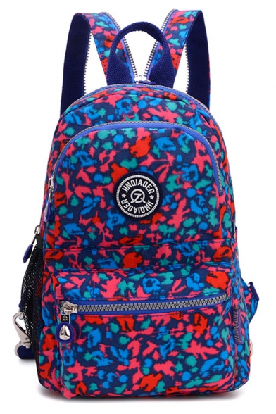 Popular Printed Blue and Red Lightweight Waterproof Nylon School Backpack 21*10*30 CM