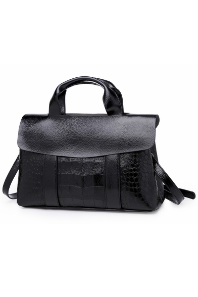 Simple Fashion Crocodile Pattern Portable Briefcase Satchel Messenger Bag 22*12*35 CM