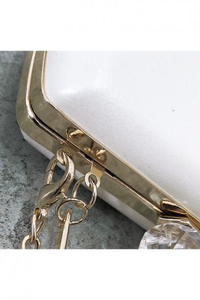 Stylish Plain Metal Crystal Rhinestone Embellishment Evening Clutch Bag 16*12*4 CM