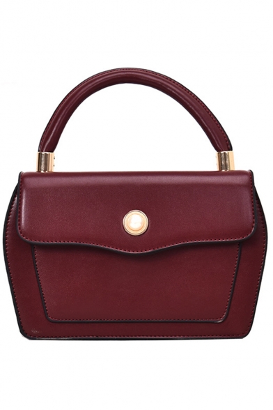 Stylish Solid Color Pearl Button Embellishment Satchel Handbag 19*5*15 CM