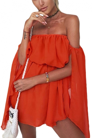 orange bell sleeve dress