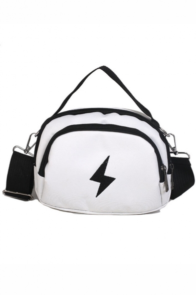 Trendy Lightning Pattern Adjustable Wide Strap Crossbody Shoulder Bag 18*6*15 CM