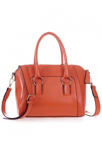 Trendy Solid Color Crocodile Pattern Commuter Shoulder Handbag 26*13*23 CM