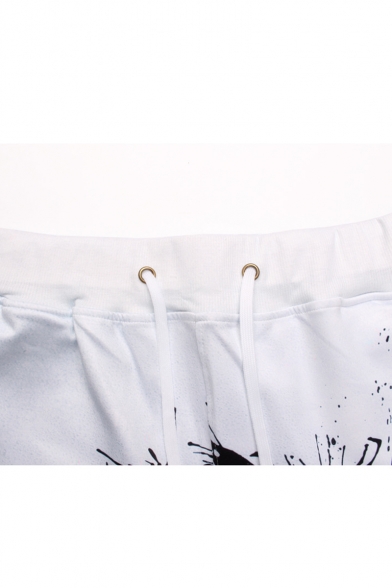 Cool Fashion Popular 3D Printed White Drawstring Waist Casual Relaxed Sweatpants