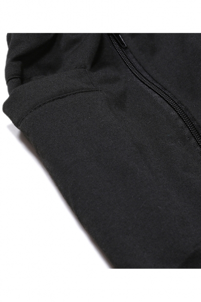 Designer Fashion Solid Color Zipper Embellished Drawstring Waist Casual Sports Sweatpants with Side Pockets for Men