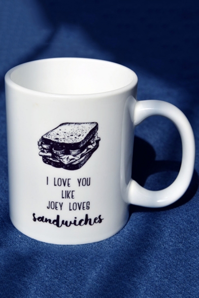 I Love You Like Joey Love Sandwiches Funny Letter Print White Porcelain Mug Cup