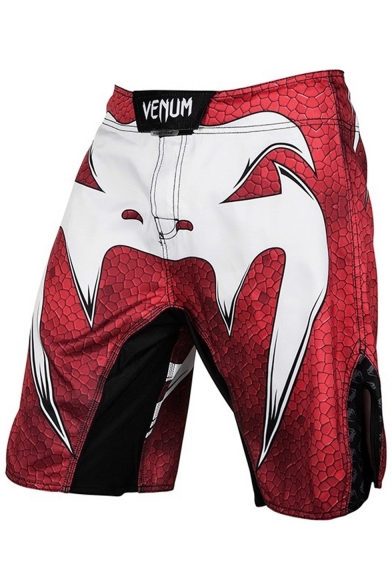 Men's Professional Cool Fashion Venum Printed Red Boxing Shorts