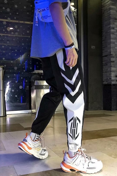 Men's Trendy Stripe Side Elastic Cuffs Loose Fit Casual Track Pants