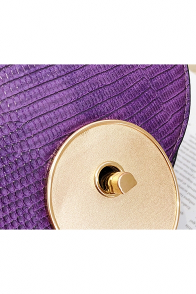 New Fashion Solid Color Snakeskin Pattern Metal Buckle Semicircular Crossbody Saddle Bag 17*12*6 CM