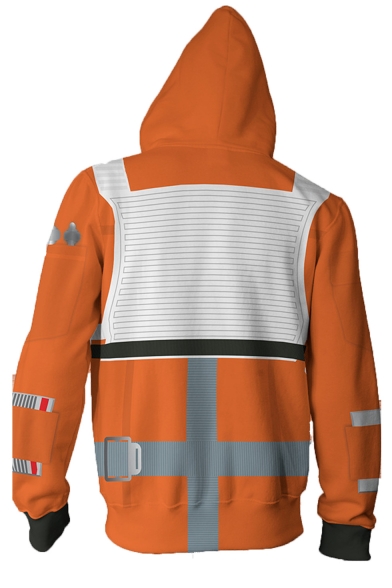 Star Wars Comic Cosplay Costume Camera Print Orange Zip Up Hoodie