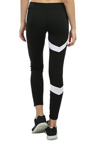 Cool Chic Black High Waist Striped Patchwork Ventilation Fitted Yoga Legging Pants