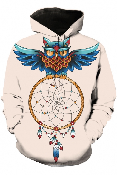 Fashion Eagle Dream Catcher 3D Printed Long Sleeve Sport Loose Pullover Khaki Hoodie