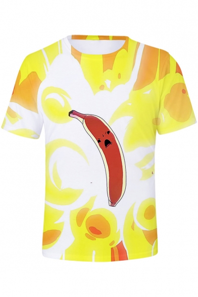 Funny Cartoon Banana Printed Round Neck Short Sleeve T-Shirt