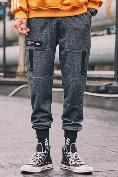 Men's New Stylish Letter Ribbon Patchwork Casual Tapered Track Pants