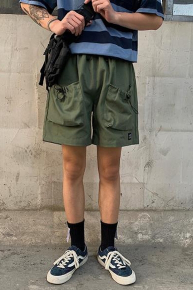 Men's Personalized Fashion Drawstring Pocket Design Simple Plain Casual Loose Cargo Shorts