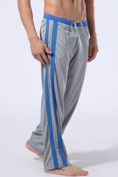 Men's Simple Fashion Colorblocked Stripe Side Drawstring Waist Casual Yoga Pants Loose Sweatpants