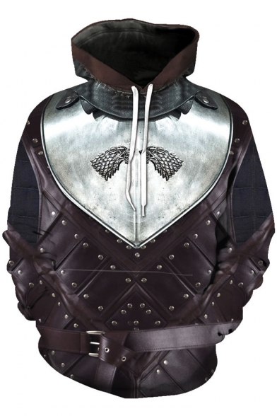 Popular Game of Thrones Wolf Head 3D Armour Printed Long Sleeve Sport Loose Drawstring Hoodie