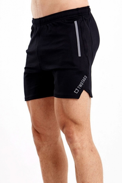 Summer Trendy Letter TWOTAGS Print Elastic Waist Sport Shorts for Men