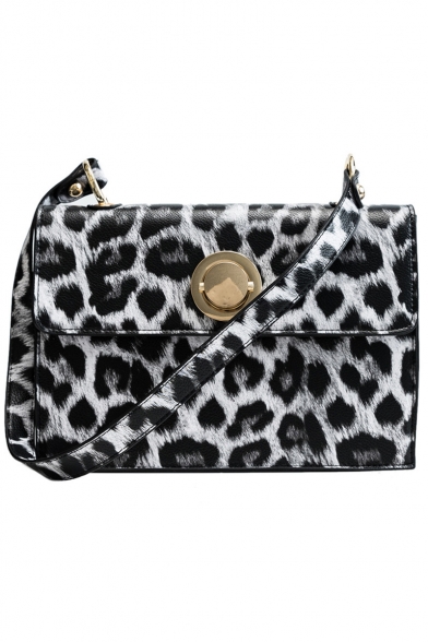 Trendy Leopard Zebra Pattern Metal Buckle Square Crossbody Bag 26*18*7 CM