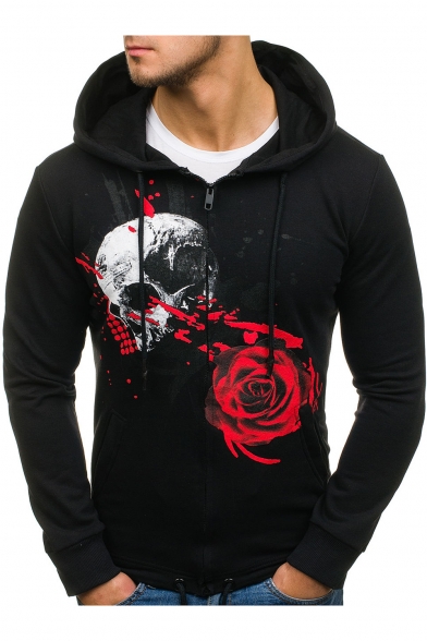 mens skull zip up hoodies