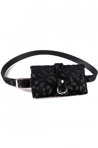 Women's Fashion Leopard Pattern Belt Buckle Envelope Bag Belt Purse 17*10 CM