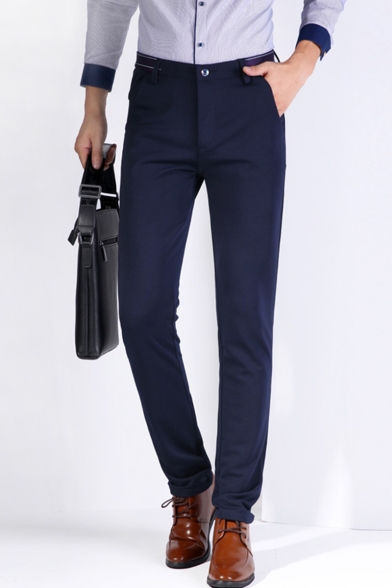 Men's Basic Fashion Contrast Stripe Waist Business Dress Pants