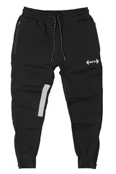 Men's Fashion Logo Embroidery Pattern Zip Cuffs Slim Fit Casual Sports Sweatpants