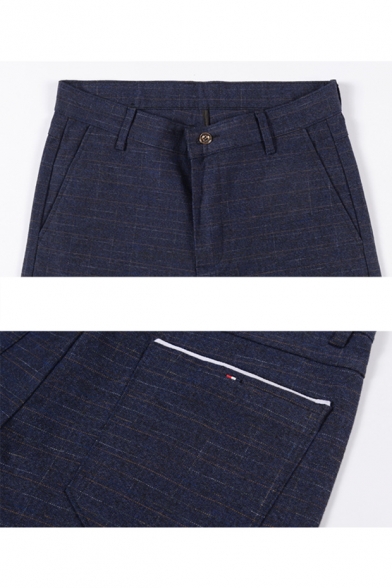 Men's New Fashion Simple Plain Slim Fit Casual Cotton Straight Dress Pants