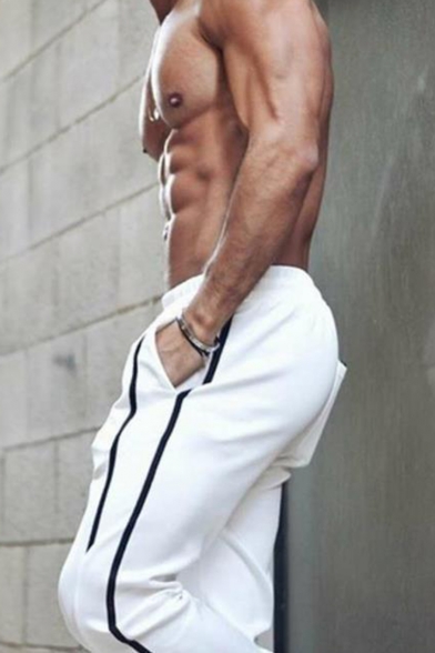 Men's Popular Fashion Contrast Stripe Side Drawstring Waist Slim Fit Sports Sweatpants Track Pants