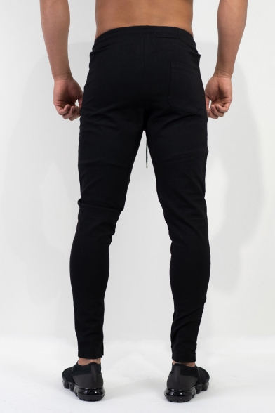 Men's Popular Fashion Letter Printed Zipped Pocket Drawstring Waist Casual Slim Sports Sweatpants