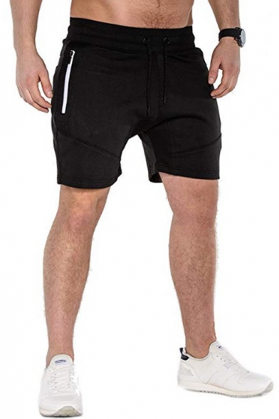 Men's Summer Stylish Colorblocked Zipped Pocket Drawstring Waist Sports Sweat Shorts