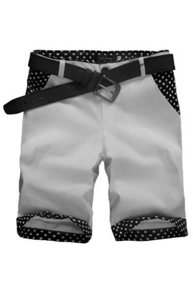 Men's Summer Trendy Polka Dot Pattern Slim Fit Casual Cotton Chino Shorts