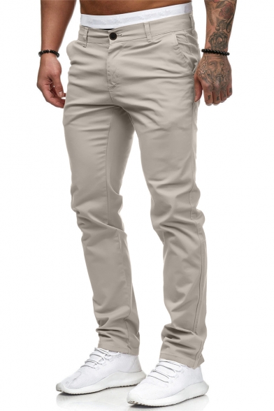 New Fashion Simple Plain Slim Fit Men's Casual Straight Dress Pants