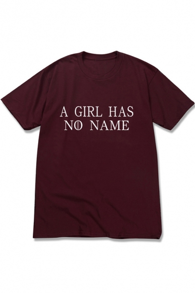 Popular Simple Letter A GIRL HAS NO NAME Print Round Neck Short Sleeve Cotton Loose Tee