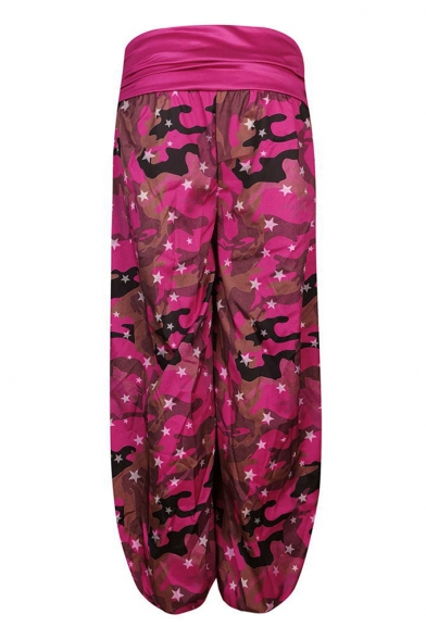 Stylish Womens Cool Unique High Waist Star Printed Loose Bloomer Cargo Pants