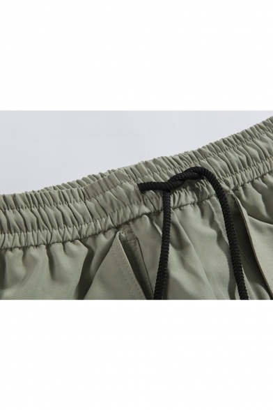 Summer Fashion Letter Patchwork Buckle Strap Design Drawstring Waist Casual Cargo Shorts