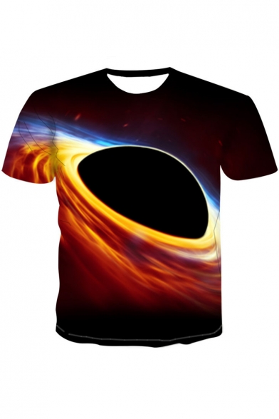 Cool Fancy 3D Universe Printed Round Neck Short Sleeve T-Shirt