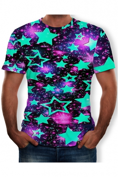 Fashion 3D Starry Dropped Milk Abstract Printed Short Sleeve T-Shirt