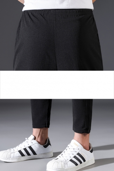 Guys Trendy Letter SPORTS Patchwork Drawstring Waist Casual Relaxed Tapered Pants
